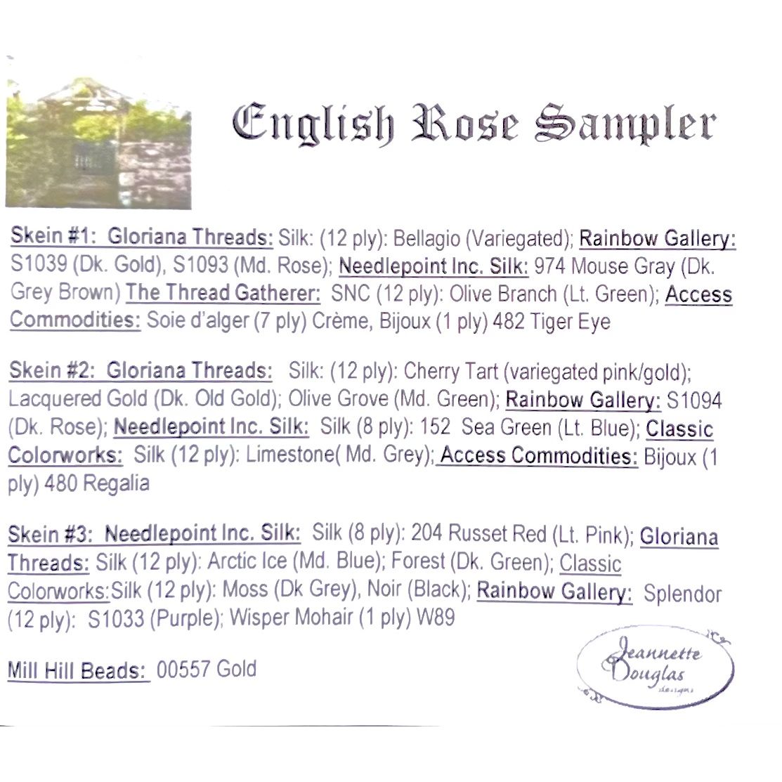 Jeannette Douglas Designs | English Rose Sampler Embellishment Package