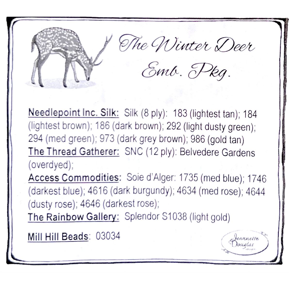 Jeannette Douglas Designs | The Winter Deer Embellishment Package