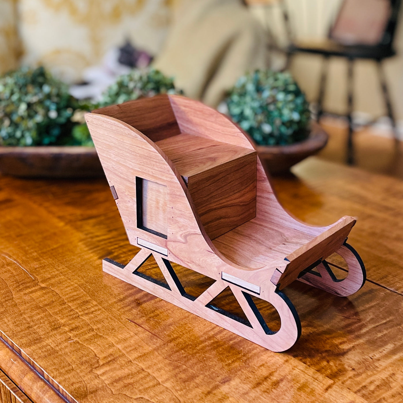 Cabranmary Woods ~ Cherry Wooden Sleigh with Windows and Seat