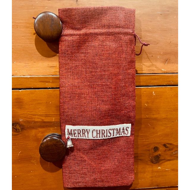 Paxe's Designs ~ Christmas Wine Bag ~ Red Merry Christmas