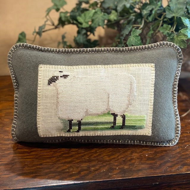 Paxe's Designs | Cross Stitch Finished Pillow - Sheep Standing