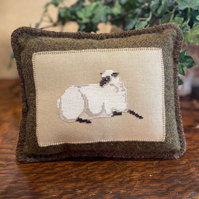 Paxe's Designs | Cross Stitch Finished Pillow - Sheep Resting