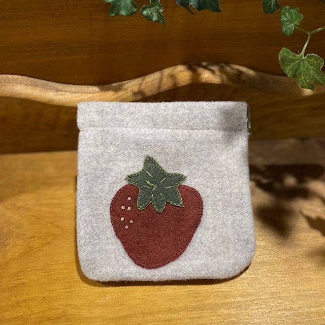 Paxe's Designs | #1 Strawberry Wool Change Purse