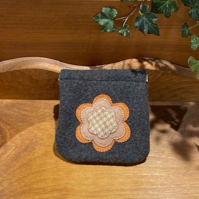 Paxe's Designs | #3 Green and Yellow Flower Wool Change Purse