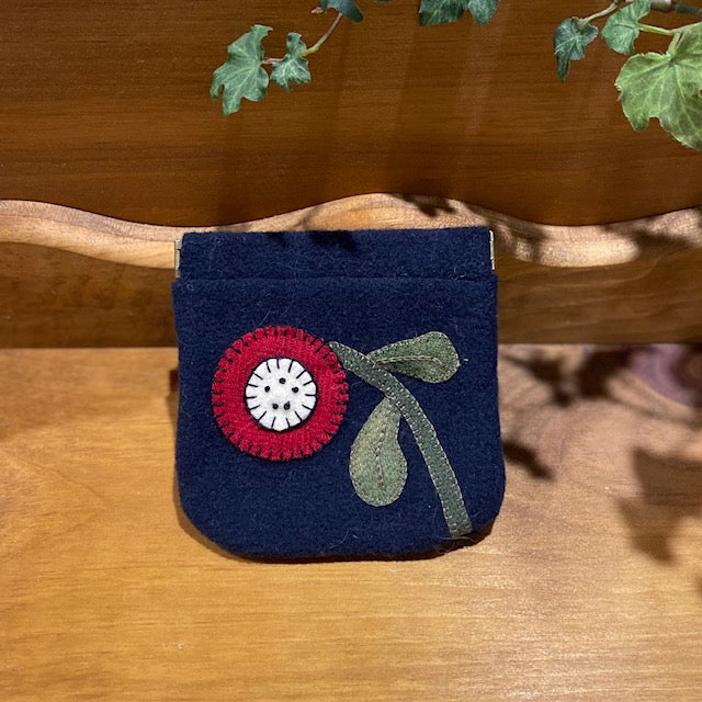 Paxe's Designs | #6 Red & White Flower Wool Change Purse