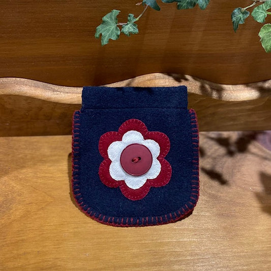 Paxe's Designs | #5 Red & White Flower Wool Change Purse