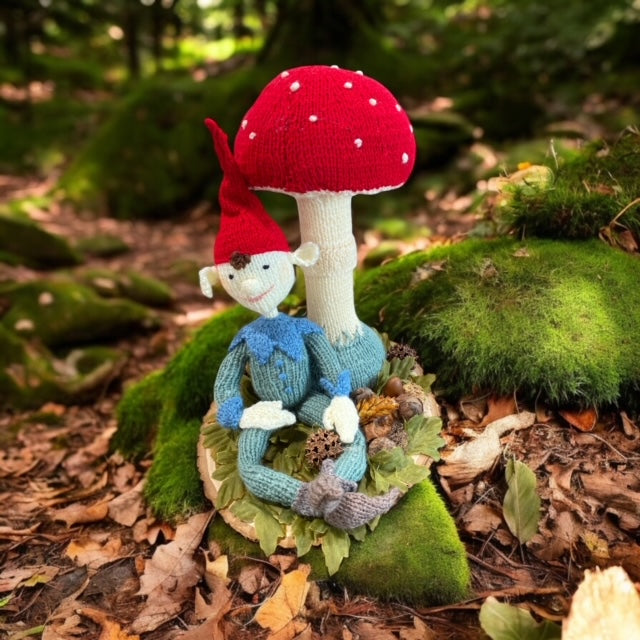 Paxe's Designs | #100 Stuffed Knit Elf w/ Mushroom