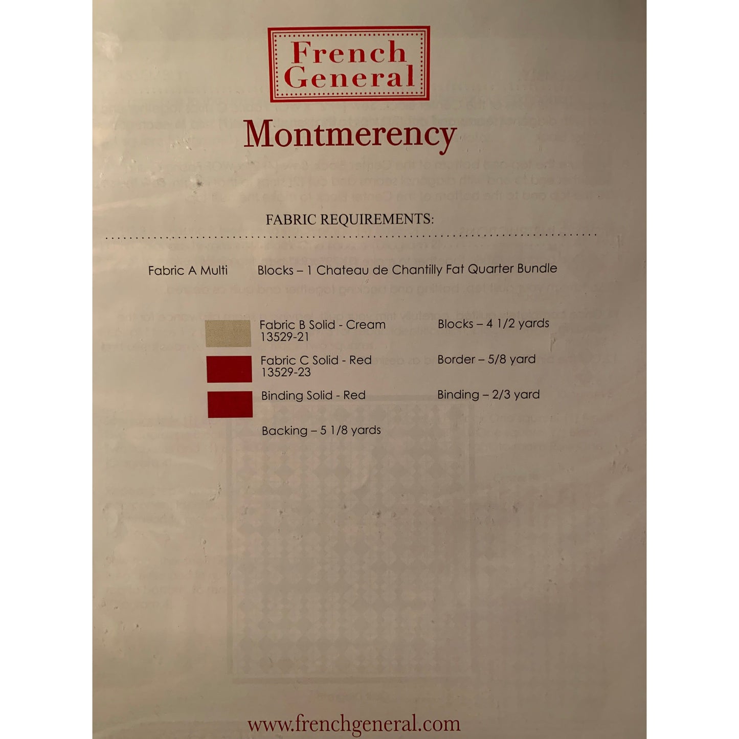 French General ~ Montmerency Quilt Pattern