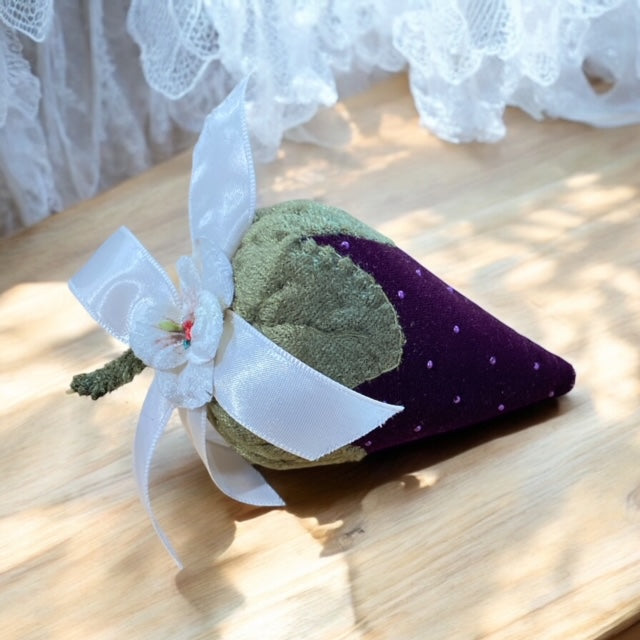 Paxe's Designs | #3 Purple Silk Velvet Vintage Style Strawberry Pincushion