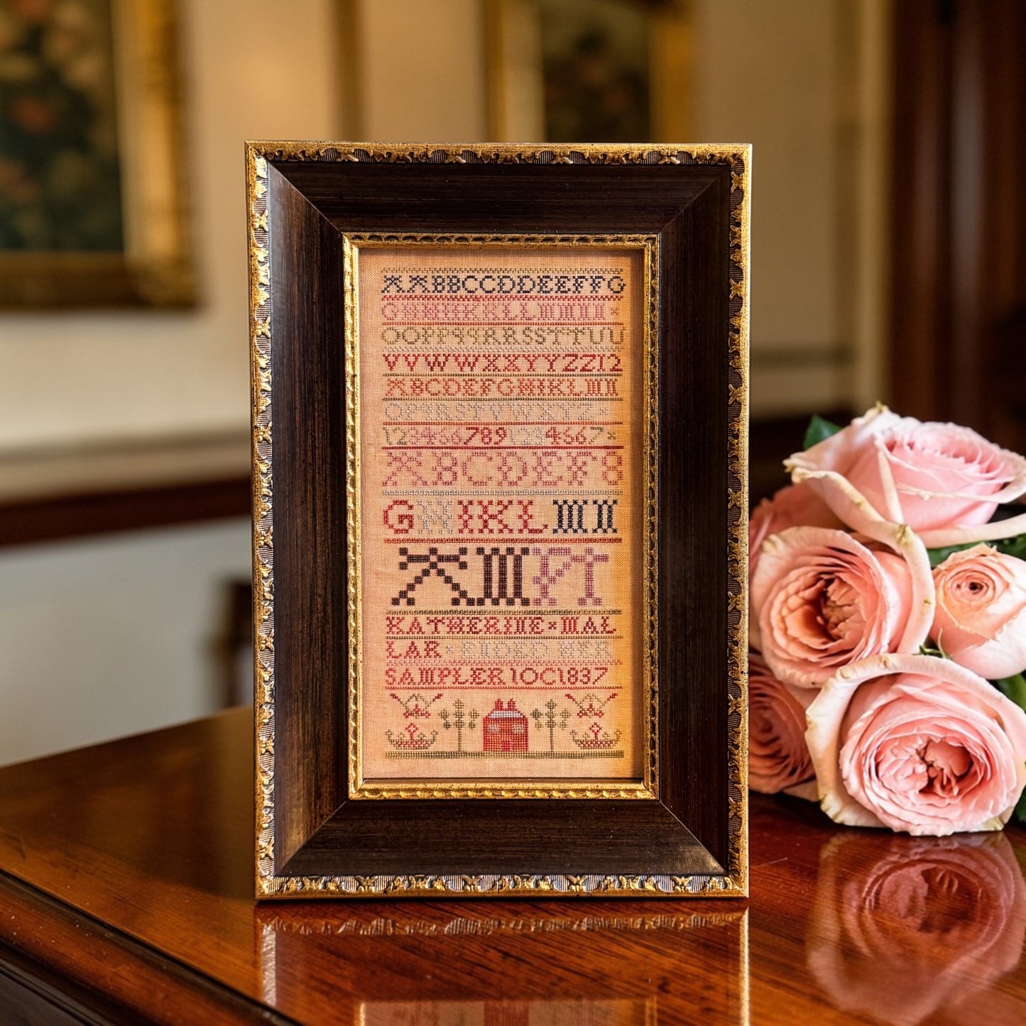 Hobby House Press | Katherine Mallar 1837 Reproduction Schoolgirl Sampler