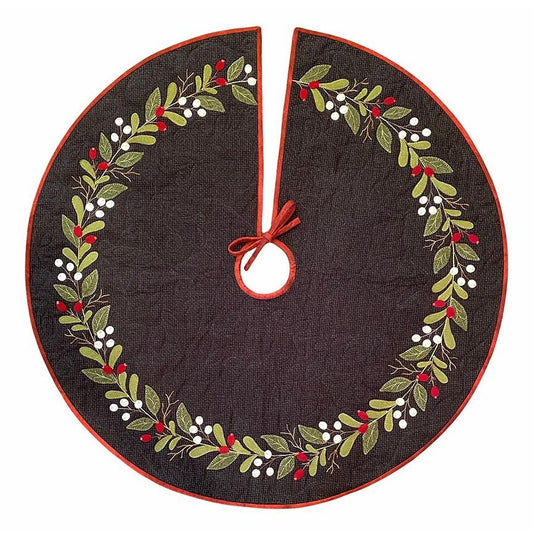 Karen Yaffe Designs ~ Merry Mistletoe Tree Skirt Wool Applique Pattern