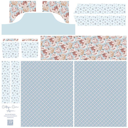 Daybreak on the Prairie ~ Cottage Core Apron Panel ~ PD17690 Blue