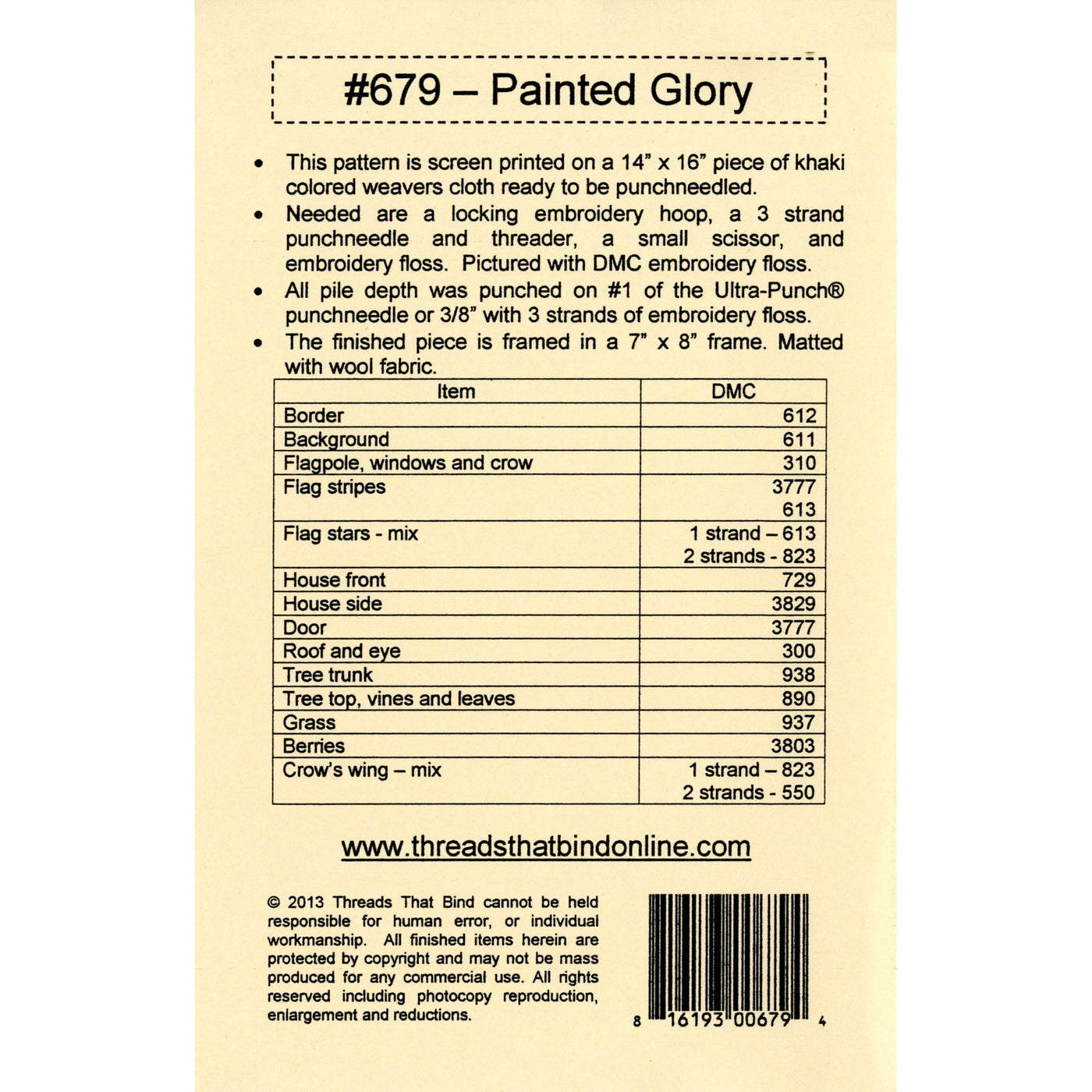 Threads That Bind ~ Painted Glory Punch Needle Pattern
