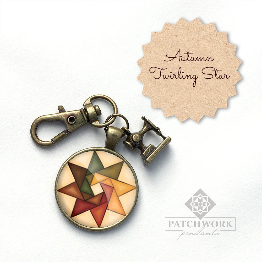 Patchwork Pendants | Autumn Twirling Star Quilt Scissor Fob