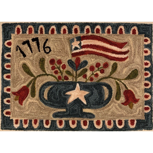 Old Tattered Flag ~ Patriotic Floral Punch Needle Pattern