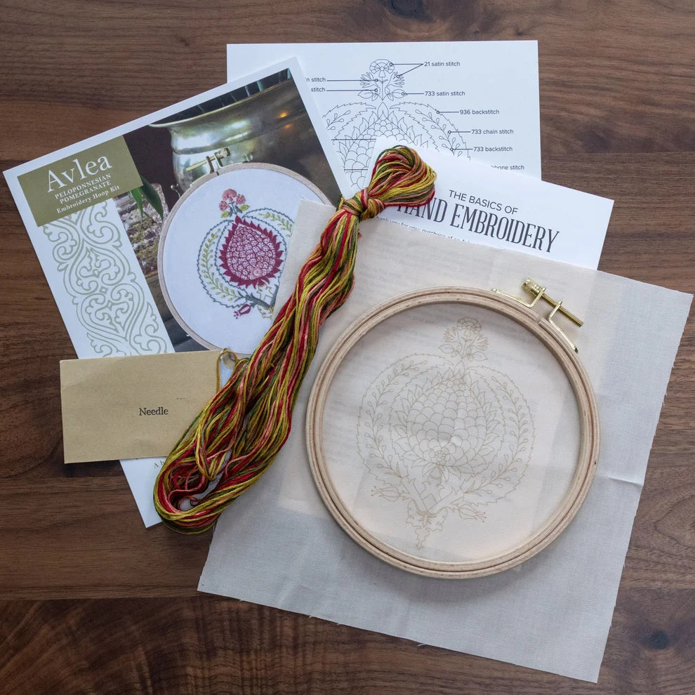 Avlea Folk Embroidery | Peloponnesian Pomegranate Embroidery Hoop KIt
