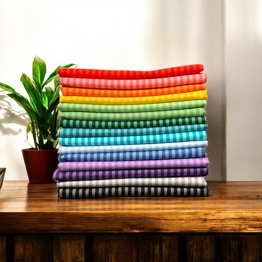 Stripes 2024 ~ 1/8" Tonal Stripe ~ Fat Quarter Bundle 15 pcs