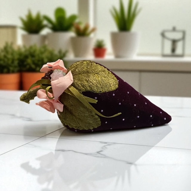 Paxe's Designs ~ Purple Velvet Vintage Style Strawberry Pincushion
