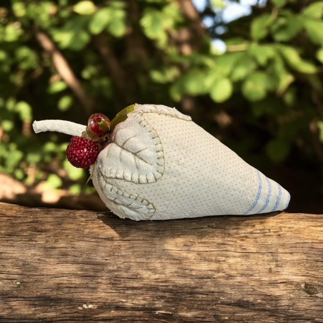 Paxe's Designs ~ Vintage Quilted Strawberry Pincushion