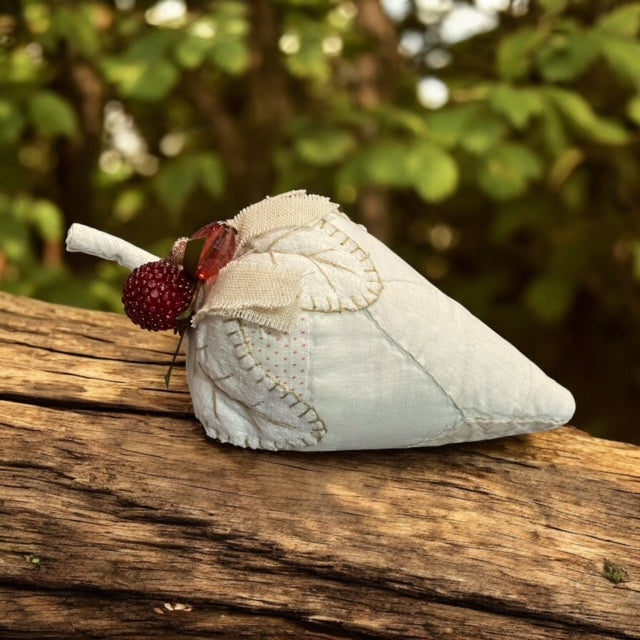Paxe's Designs ~ Vintage Quilted Strawberry Pincushion