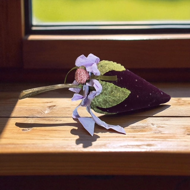 Paxe's Designs ~ Purple Strawberry Pincushion with a Spoon