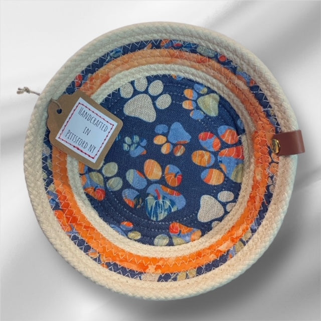Hand-Crafted ~ Fabric Bottom ~ Fabric Covered Rope Bowl SM