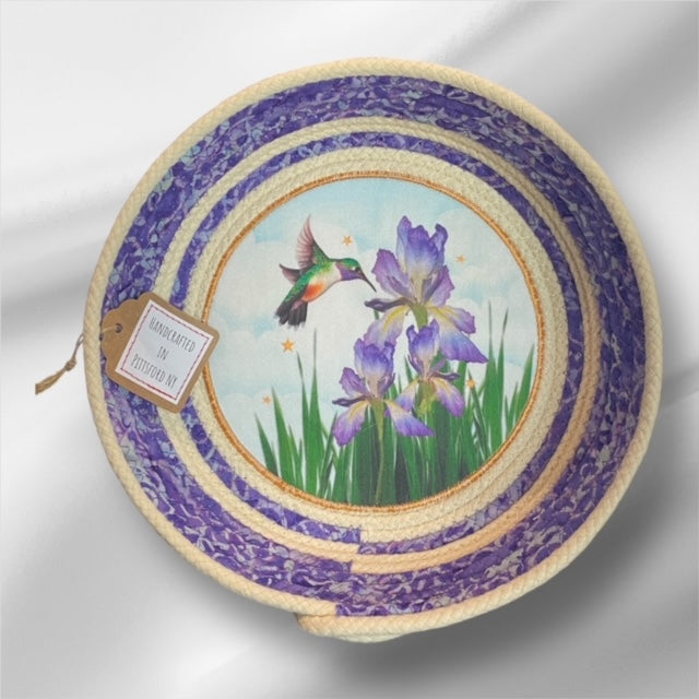 Hand-Crafted ~ Jody H. Fabric ~ Fabric Covered Rope Bowl