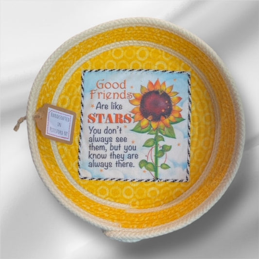 Hand-Crafted ~ Jody H. Fabric ~ Fabric Covered Rope Bowl