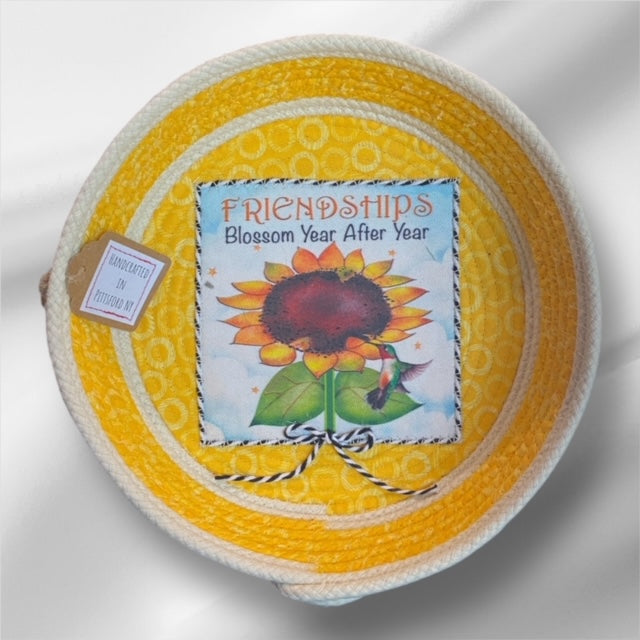 Hand-Crafted ~ Jody H. Fabric ~ Fabric Covered Rope Bowl