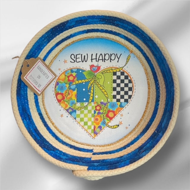 Hand-Crafted ~ Jody H. Fabric ~ Fabric Covered Rope Bowl