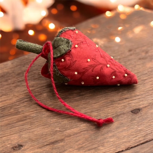 Paxe's Designs ~ Small Christmas Strawberry Pincushion/Ornament