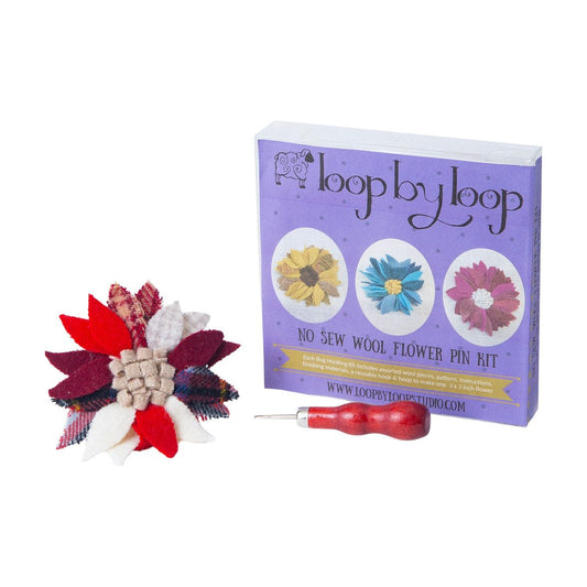 Rug Hooking Kit - Make One 100% Wool Flower Pin!