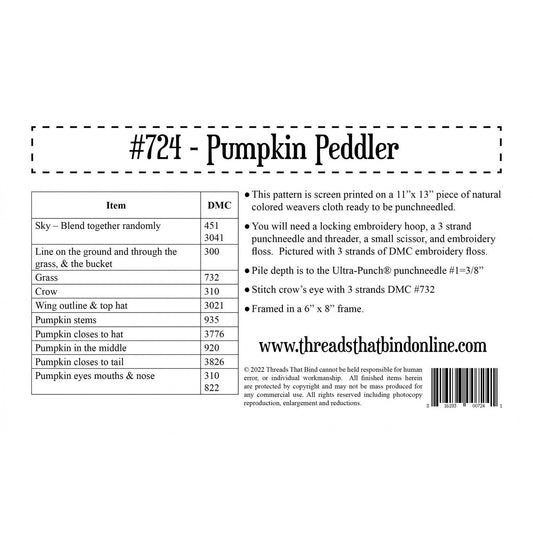Threads That Bind ~ Pumpkin Peddler Punch Needle Pattern