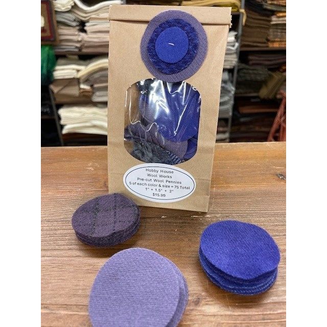 Hobby House Wool Works Pre-Cut Wool Pennies ~ Purples