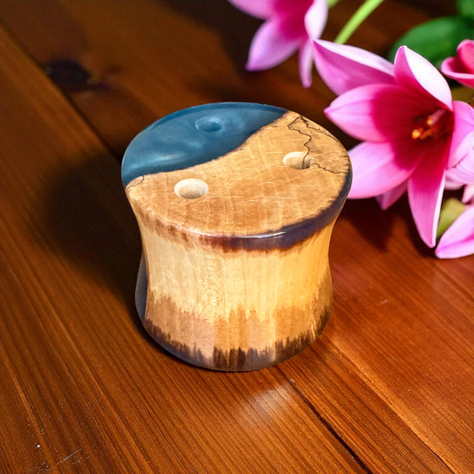 Hand-Turned Wood and Epoxy Scissor Holder