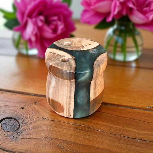 Hand-Turned Wood and Epoxy Scissor Holder