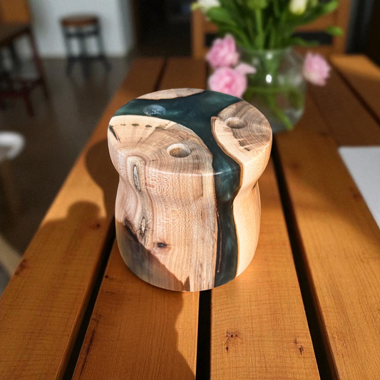 Hand-Turned Wood and Epoxy Scissor Holder