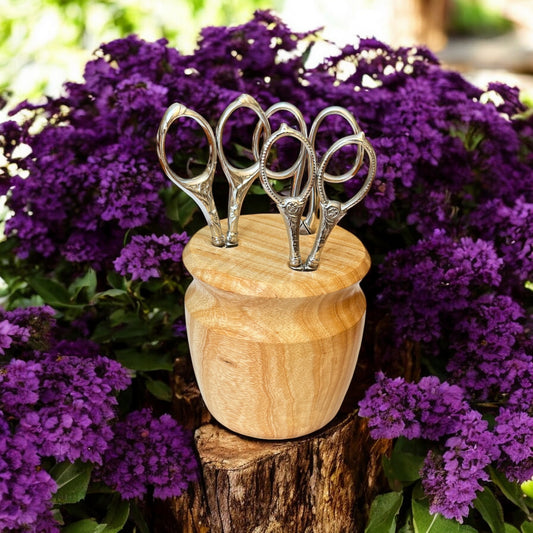 Hand-Turned Light Wood Scissor Holder