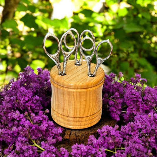 Hand-Turned Light Wood Scissor Holder