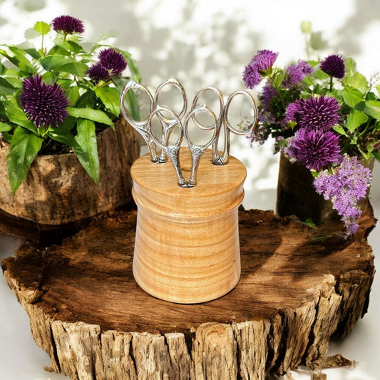 Hand-Turned Light Wood Scissor Holder