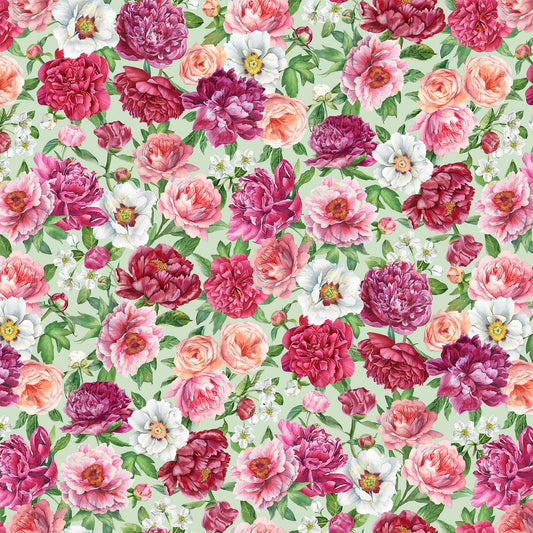 Northcott ~ Blush ~ Packed Floral ~ SP25617-72 Green Multi