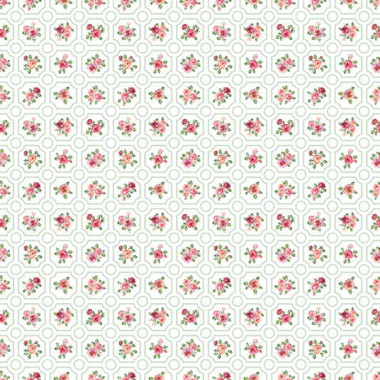 Northcott ~ Blush ~ Floral Grid ~ SP25619-10 White Multi