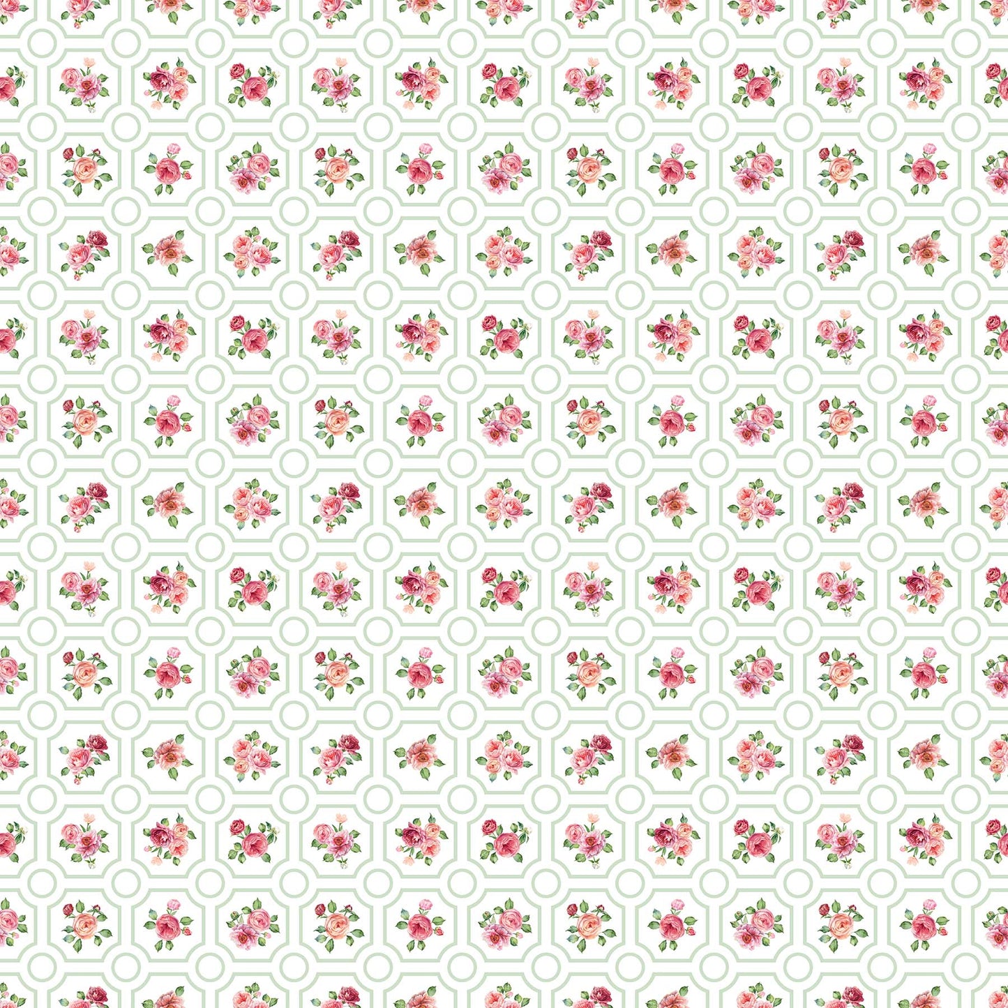 Northcott ~ Blush ~ Floral Grid ~ SP25619-10 White Multi