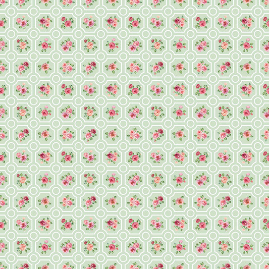 Northcott ~ Blush ~ Floral Grid ~ SP25619-72 Green Multi
