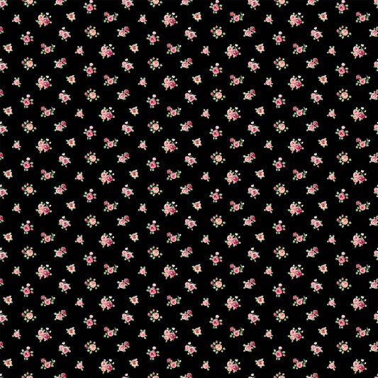 Northcott ~ Blush ~ Mini Floral Spot ~ SP25620-99 Black