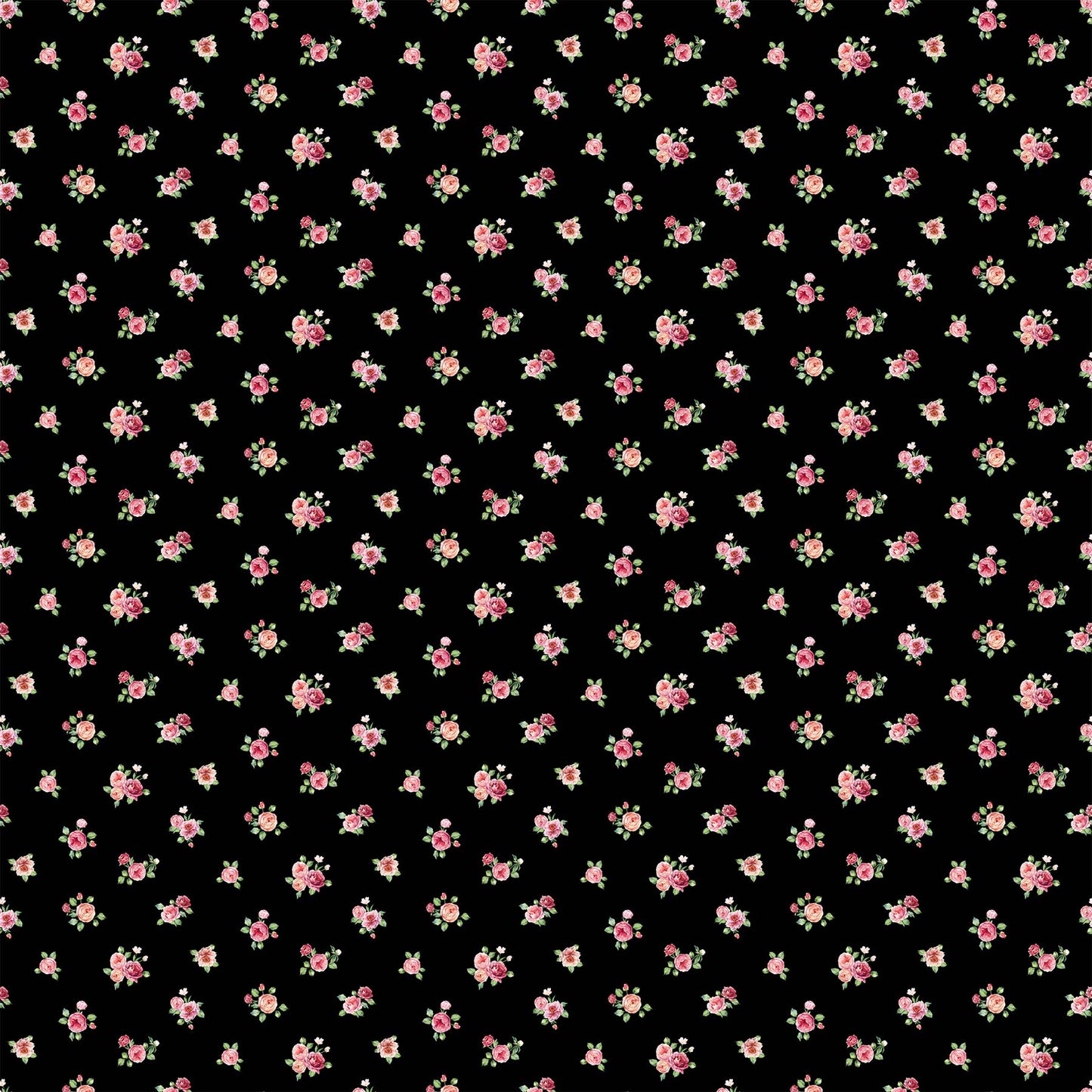 Northcott ~ Blush ~ Mini Floral Spot ~ SP25620-99 Black