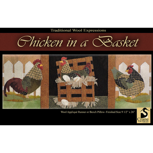 Crane Design ~ Chicken in a Basket Wool Applique Pattern