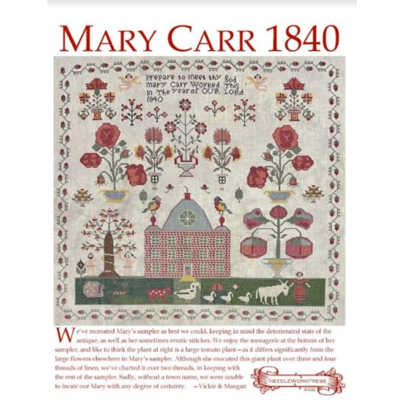 NeedleWorkPress ~ Mary Carr 1840 Reproduction Sampler Pattern – Hobby ...