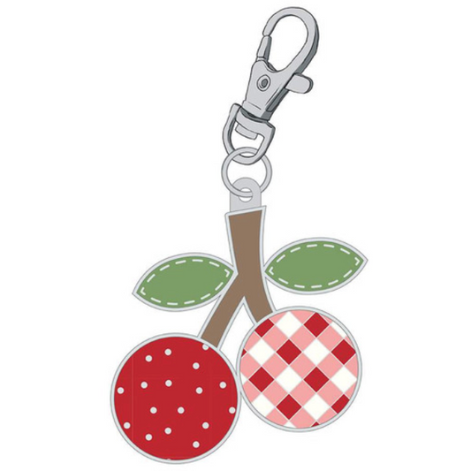 Lori Holt Enamel Happy Charm / Zipper Pull ~ Cherries