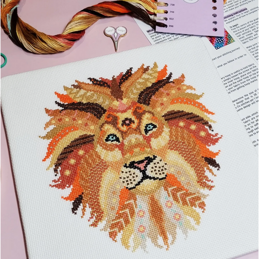 Meloca Designs ~ Mandala Lion Cross Stitch Kit